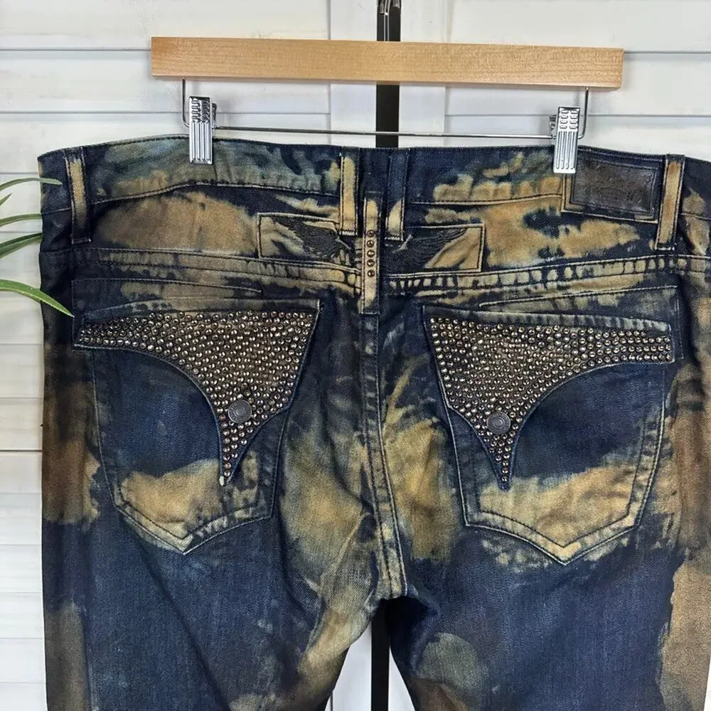 Robin's Jean Style D5696 Long Flap‎ Gold Coated Crystal Embellished Size 40x31